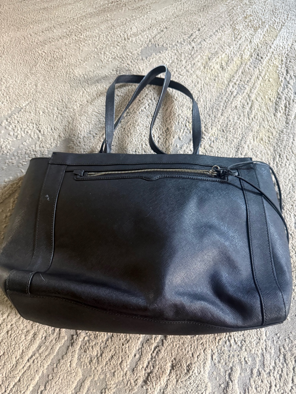 Rebecca Minkoff Leather Tote Bag silver Hardware large laptop work bag